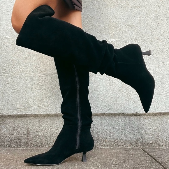 Gianni Bini Shoes - NWT Gianni Bini Red Slouchy Leather Suede Knee High Boots Sz 7,5